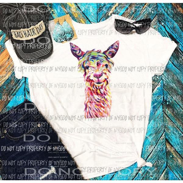 Watercolor llama Sublimation transfers Heat Transfer