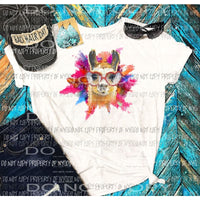 Watercolor llama with glasses Sublimation transfers Heat Transfer