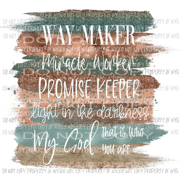 Waymaker # 3 teal pink brown Sublimation transfers Heat Transfer