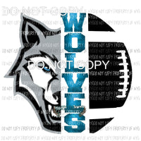 Wolves Football half football Black 2 School football Sublimation transfers Heat Transfer