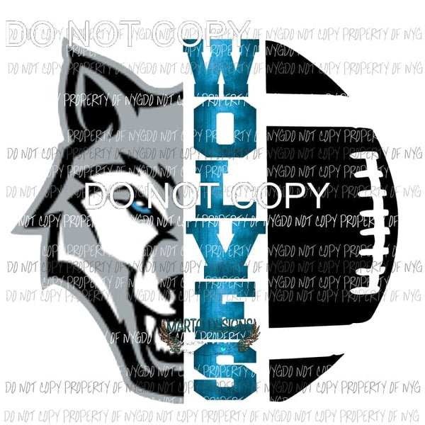 Wolves Football half football Black 2 School football Sublimation transfers Heat Transfer