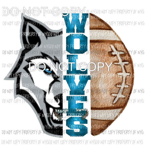 Wolves Football half football Blue School football Sublimation transfers Heat Transfer