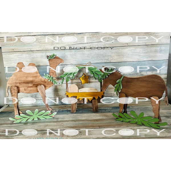 WOOD Hand Painted Nativity Scene - Heat Transfer