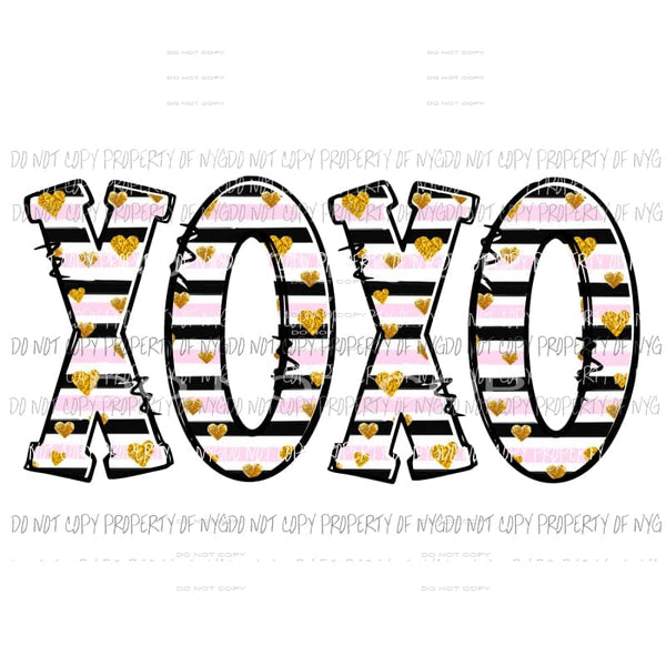 XOXO #1 hearts stripes pink black Sublimation transfers Heat Transfer