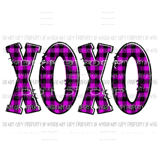XOXO #3 purple plaid Sublimation transfers Heat Transfer