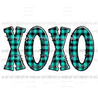 XOXO #7 turquoise plaid Sublimation transfers Heat Transfer