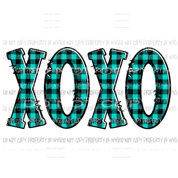 XOXO #7 turquoise plaid Sublimation transfers Heat Transfer