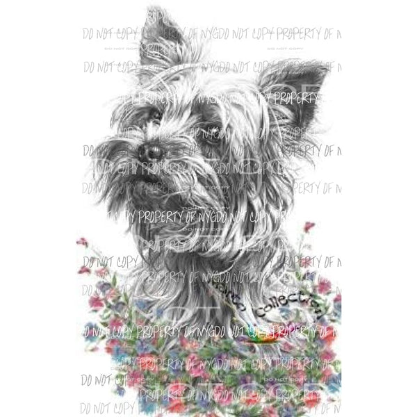 Yorkie with flowers Heat Transfer