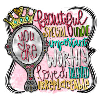 You are beautiful # 968 - Heat Transfer Graphic Tee -
