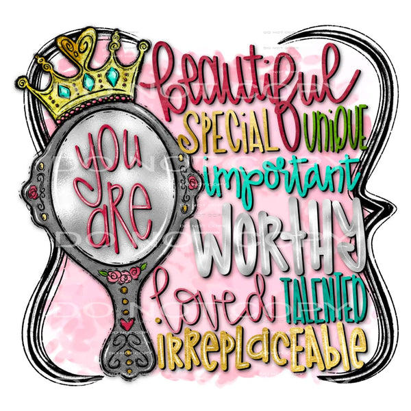 You are beautiful # 968 - Heat Transfer Graphic Tee -