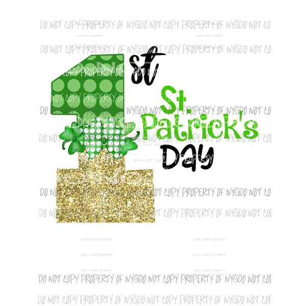 1st St. Patricks Day child green gold Sublimation transfers Heat Transfer