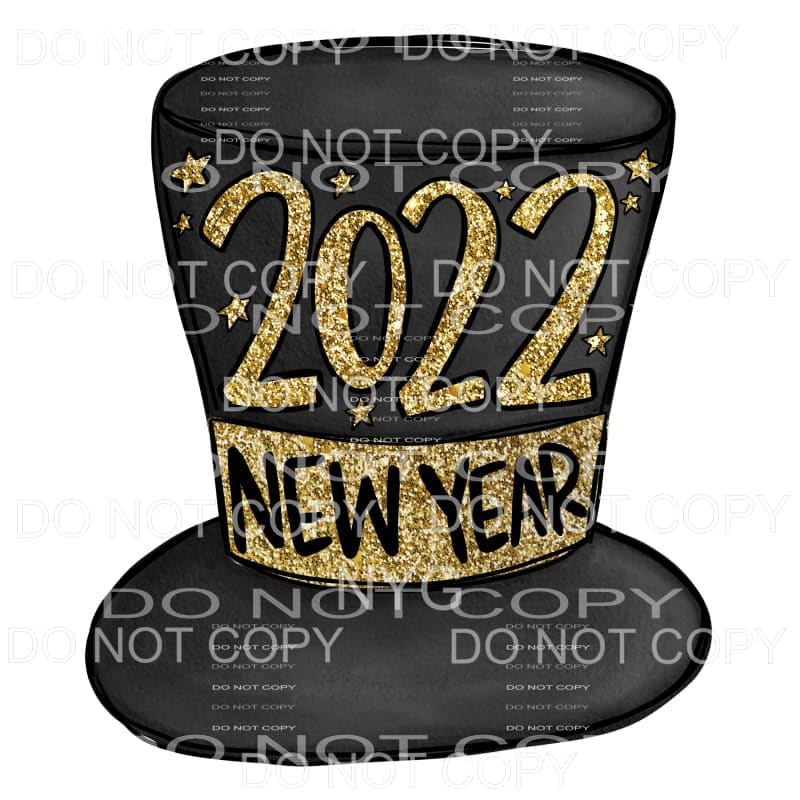 martodesigns - 2022 New Year Top Hat Black Gold Glitter