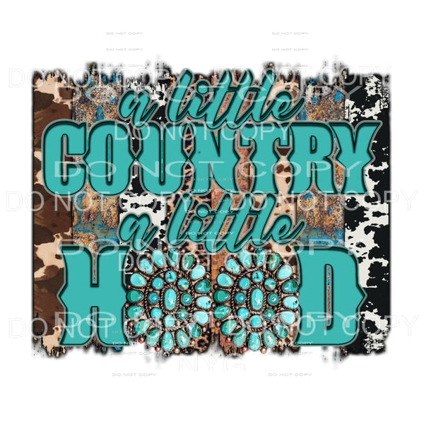A Little Country A Little Hood Turquoise Cow Print 
