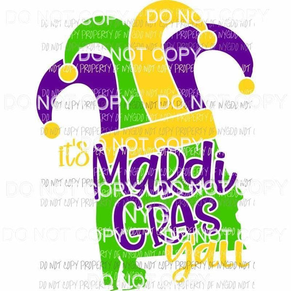 Alabama Its Mardi Gras Yall state outline jester hat state outline Sublimation transfers Heat Transfer