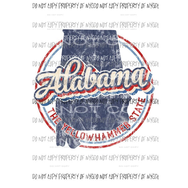 Alabama state Retro Circle Sublimation transfers Heat Transfer