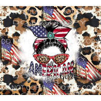 All American Girl Messy Bun Flags Leopard Sheet Sublimation 