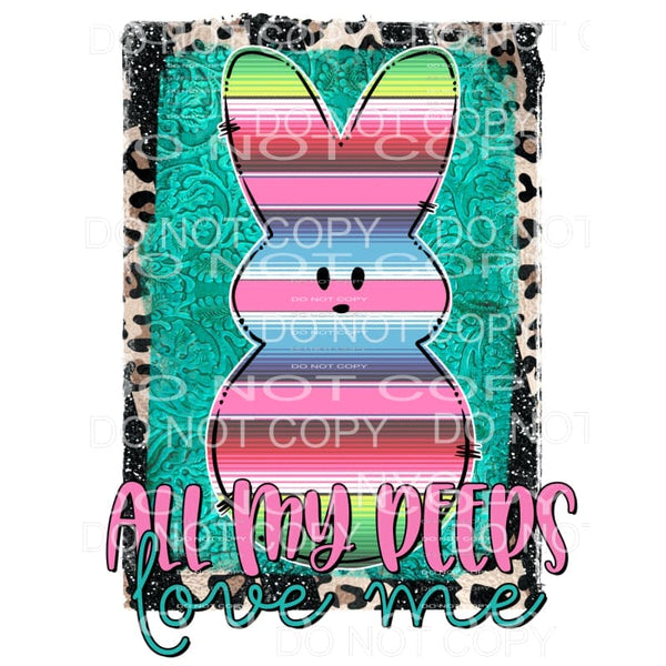 All My Peeps Love Me Serape Bunny Leather Embossed Leopard 