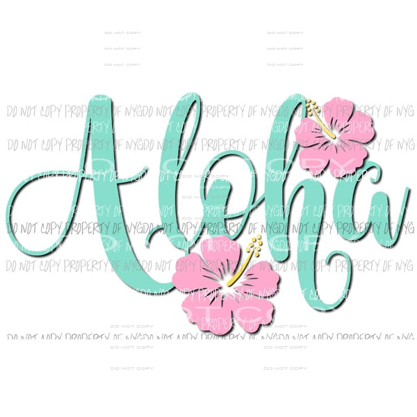 ALOHA blue pink hawaii Sublimation transfers Heat Transfer