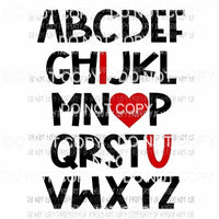 Alphabet I Heart U valentines Sublimation transfers Heat Transfer