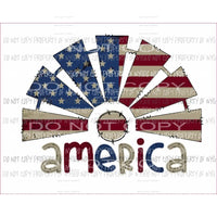 AMERICA windmill flag red white blue Sublimation transfers Heat Transfer