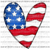 American Flag Heart Sublimation transfers Heat Transfer