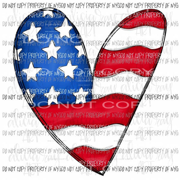 American Flag Heart Sublimation transfers Heat Transfer