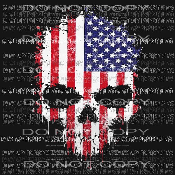 American Flag Skull Sublimation transfers Heat Transfer
