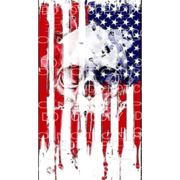 American Flag Skull Sublimation transfers - Heat Transfer