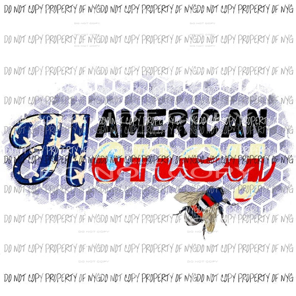 American Honey Bee Red White Blue Sublimation transfers Heat Transfer
