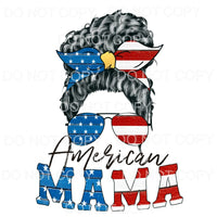 American Mama Curly USA Flag Sublimation transfers - Heat 