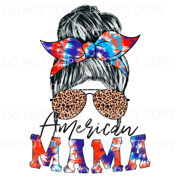 American Mama Messy Bun Tie Dye Leopard Sublimation 