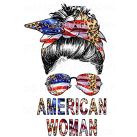 American Woman Messy Bun Sublimation transfers - Heat 