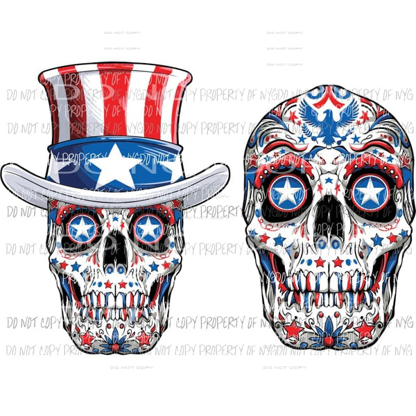 Americana Skull Heads Sublimation transfers Heat Transfer