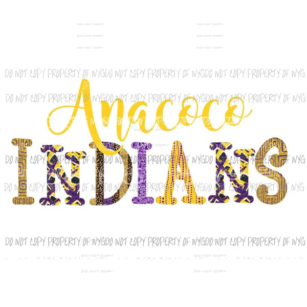 Anacoco Indians custom Sublimation transfers Heat Transfer