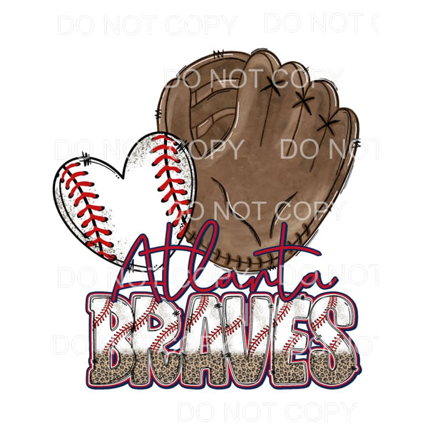 Atlanta Braves Baseball Heart Glove Leopard #1426 