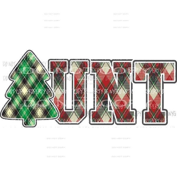 AUNT #2 plaid christmas tree Sublimation transfers Heat Transfer