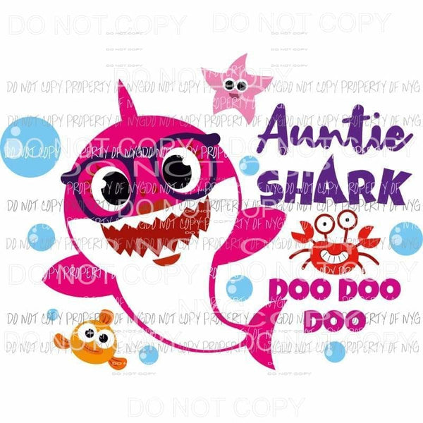 Auntie Shark Sublimation transfers Heat Transfer