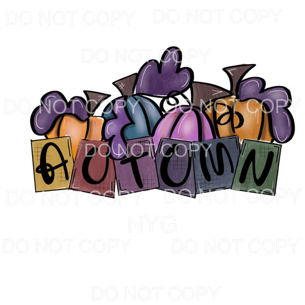 Autumn Block Letters Pumpkins Fall Colors #90 Sublimation 