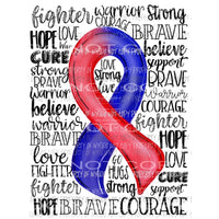Awareness Ribbon words red blue Sublimation transfers Heat Transfer