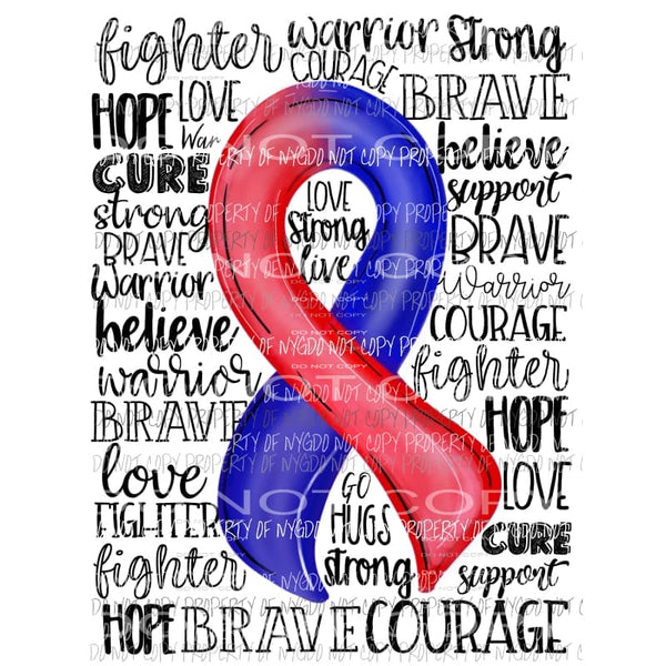 Awareness Ribbon words red blue Sublimation transfers Heat Transfer