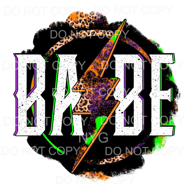 Babe Orange Lightning Bolt Leopard Green Purple Halloween 