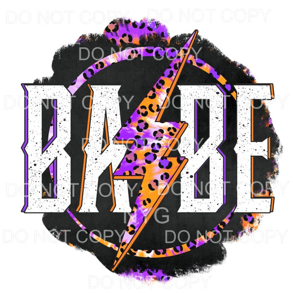 Babe Purple Orange Leopard Tie Dye Lightning Bolt Halloween 