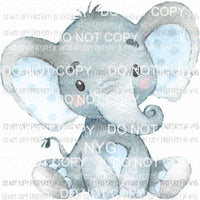 Baby Elephant blue watercolor Sublimation transfers Heat Transfer