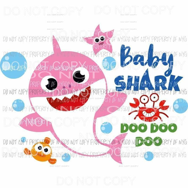 baby Shark Pink Sublimation transfers Heat Transfer