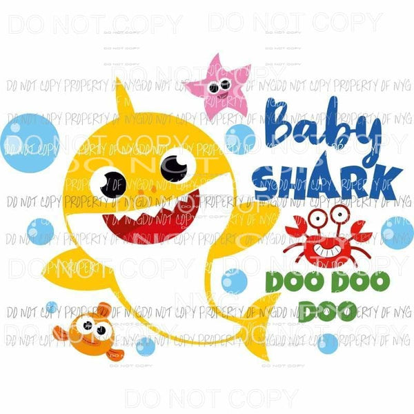 Baby Shark Yellow Sublimation transfers Heat Transfer