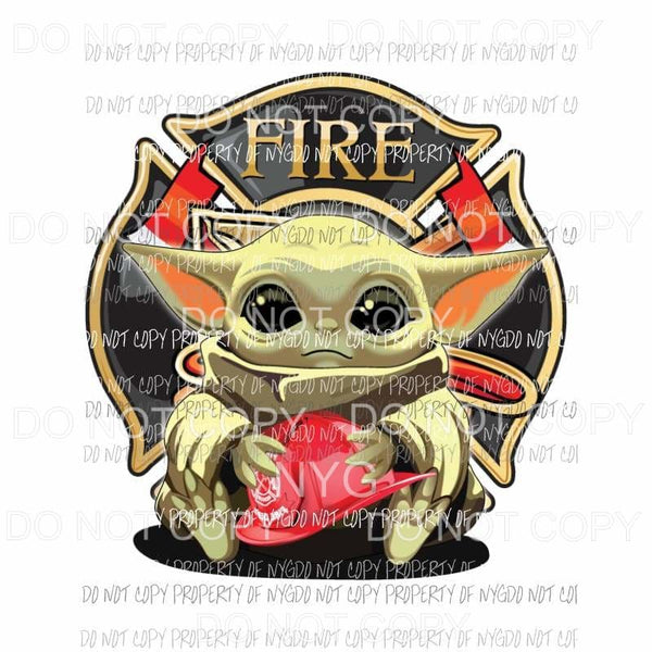 Baby Yoda Firefighter star wars Sublimation transfers Heat Transfer