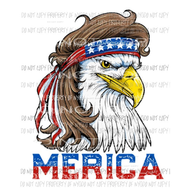 Bald eagle not so bald Merica USA Sublimation transfers usa 4th of july america memorial labor day Heat Transfer