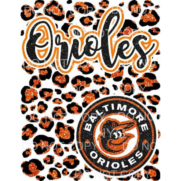 Baltimore Orioles Baseball Orange Black Glitter Leopard 