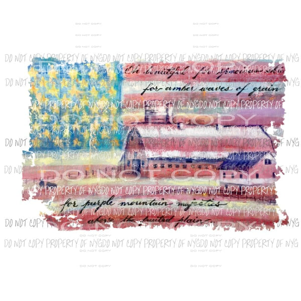 Barn Flag Oh Beautiful for spacious skies #2 Sublimation transfers USA America Heat Transfer