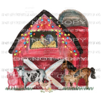 Barn with Animals Lights Watercolor Christmas Sublimation transfers Heat Transfer